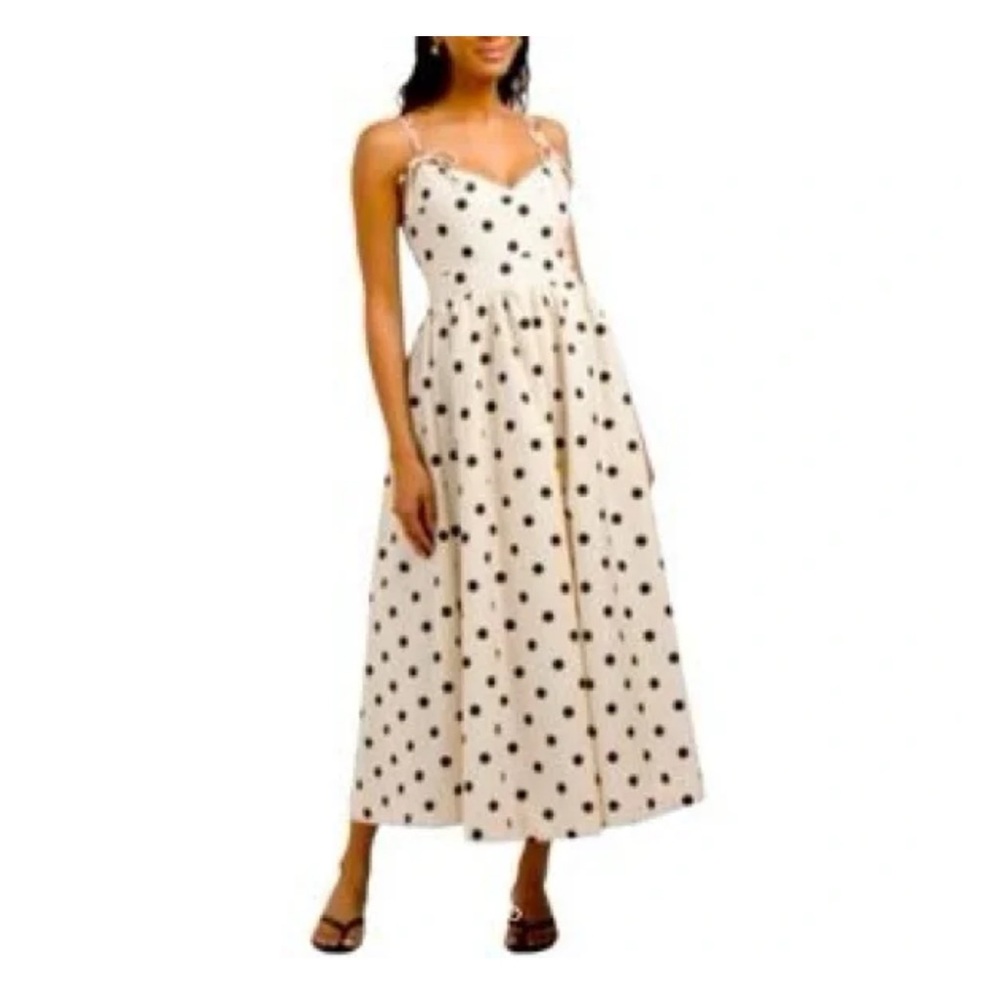 En Saison Polka Dot Tie Strap Midi Dress size XS
